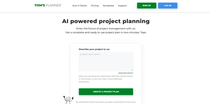 Screenshot of Tomsplanner website