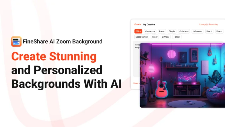 Screenshot of FineShare AI Zoom Background Generator website