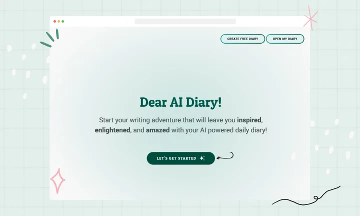 Screenshot of AI Diary website