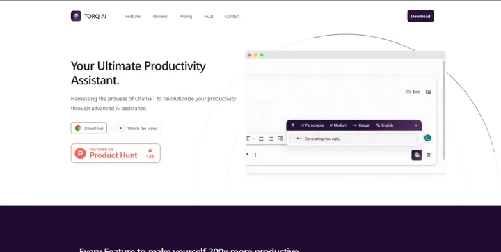 Screenshot of Torq website