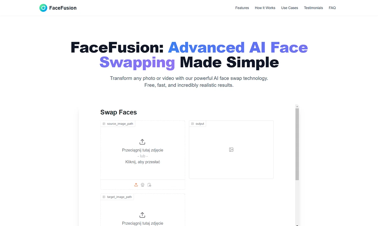 Screenshot of FaceFusion website
