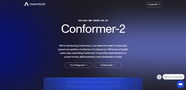 Screenshot of Conformer website