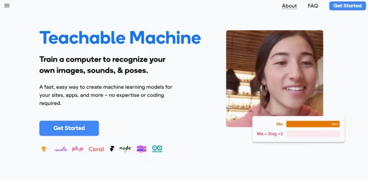 Screenshot of Teachable Machine website
