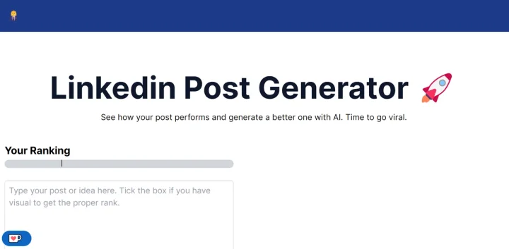 Screenshot of LinkedIn Post Generator website