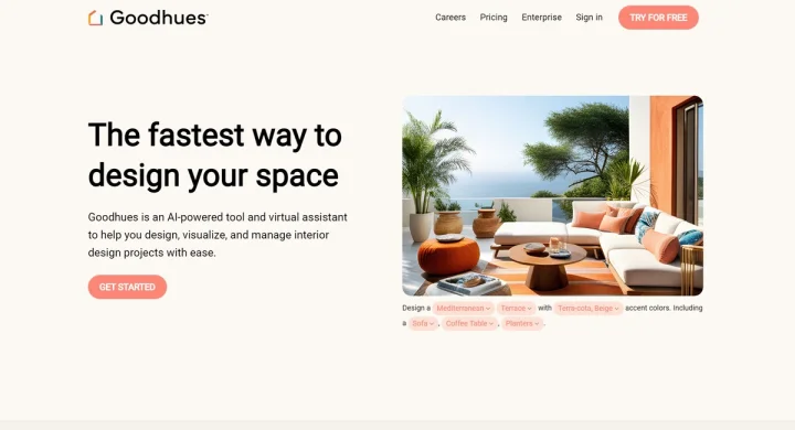 Screenshot of Goodhues.ai website