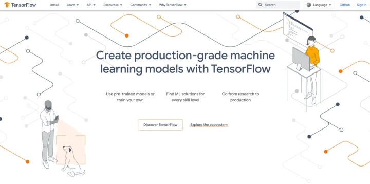 Screenshot of TensorFlow website