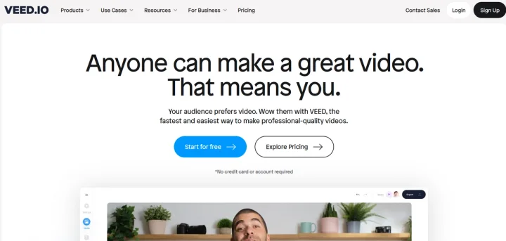 Screenshot of Veed.io website