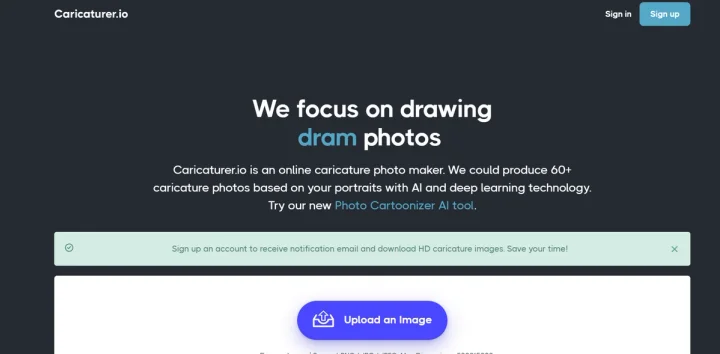 Screenshot of Caricaturer.io website