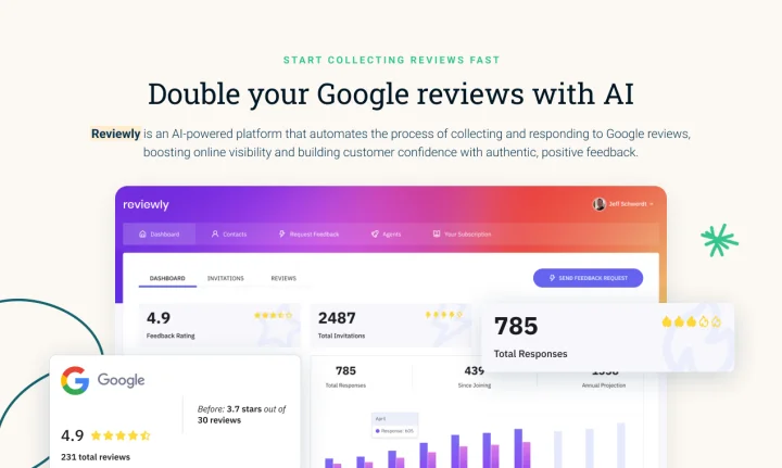 Screenshot of Reviewly AI website