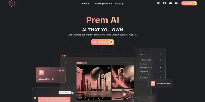 Screenshot of Prem website