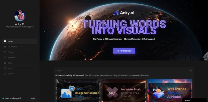 Screenshot of Anky.AI website