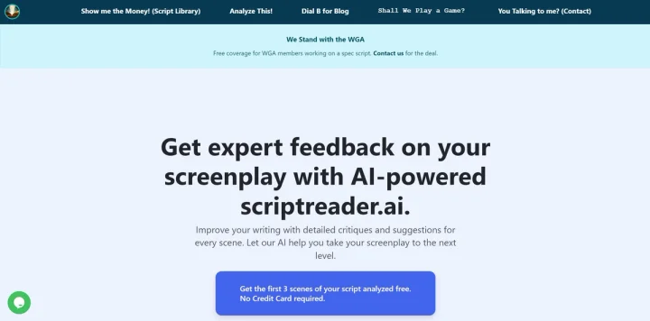 Screenshot of ScriptReader website