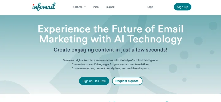 Screenshot of Infomail.ai website
