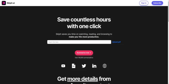 Screenshot of Skipit.ai website