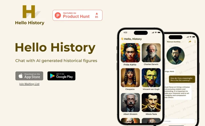 Screenshot of Hello History website