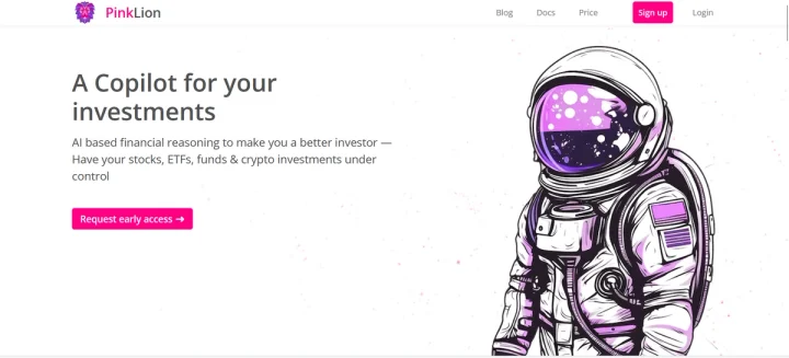 Screenshot of PinkLion website