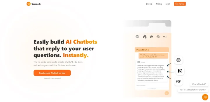 Screenshot of Userdesk website
