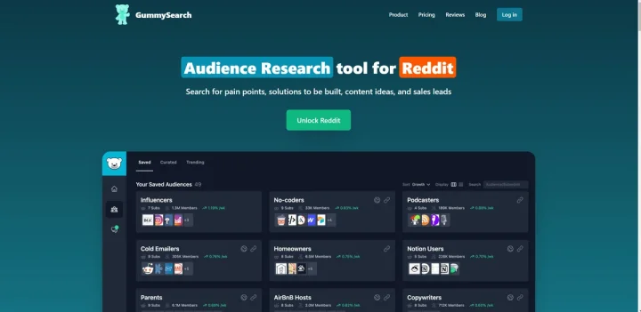 Screenshot of GummySearch website