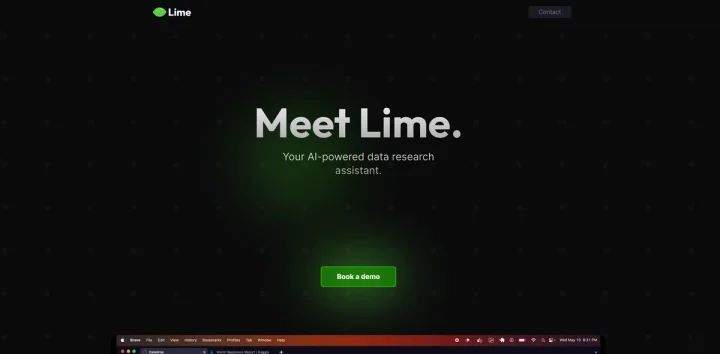 Screenshot of Lime AI website