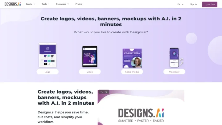 Screenshot of Designs AI website