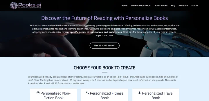 Screenshot of Pooks.ai website