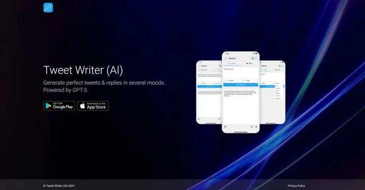Screenshot of Tweet Writer AI website
