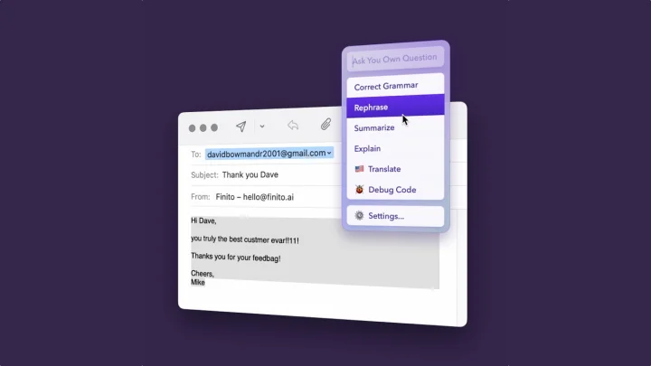 Screenshot of Finito website