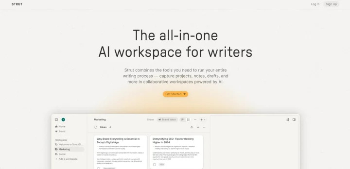 Screenshot of Strut website
