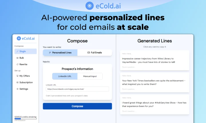 Screenshot of ECold.ai website