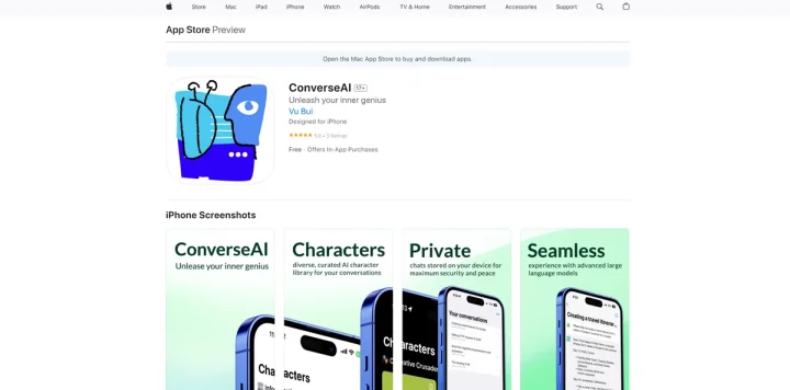 Screenshot of ConverseAI website