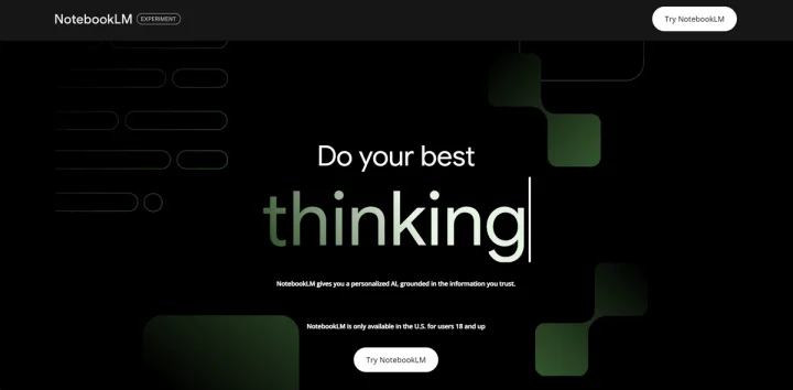 Screenshot of NotebookLM website