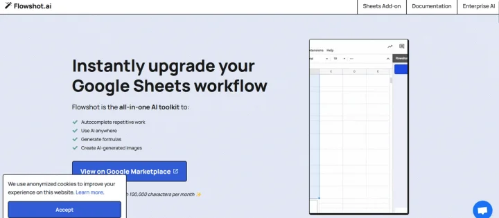 Screenshot of Flowshot website
