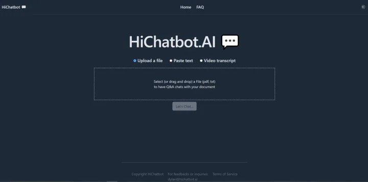 Screenshot of HiChatbot website