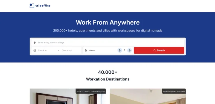Screenshot of Tripoffice website
