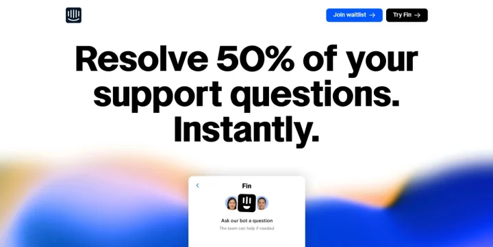 Screenshot of Fin AI bot website