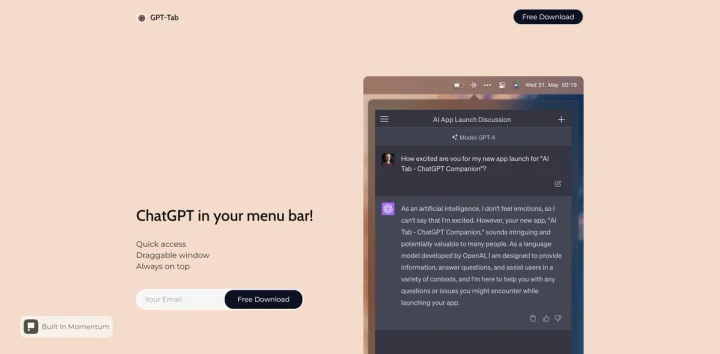 Screenshot of Gpt-tab website