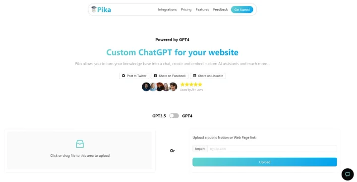 Screenshot of Pika website