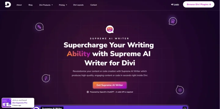 Screenshot of Supreme AI Writer website