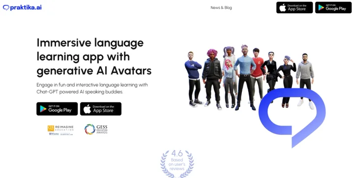 Screenshot of Praktika ai website