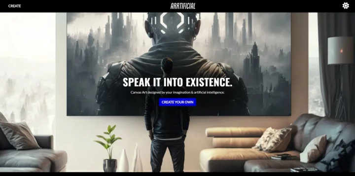 Screenshot of Arrtificial website