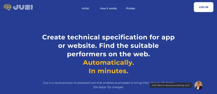 Screenshot of Jusi website