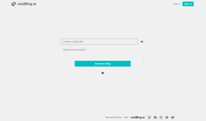 Screenshot of JustBlog website