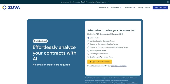 Screenshot of Zuva website