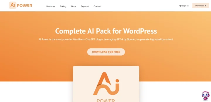 Screenshot of AI Power website