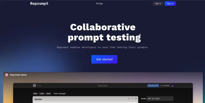 Screenshot of Reprompt website