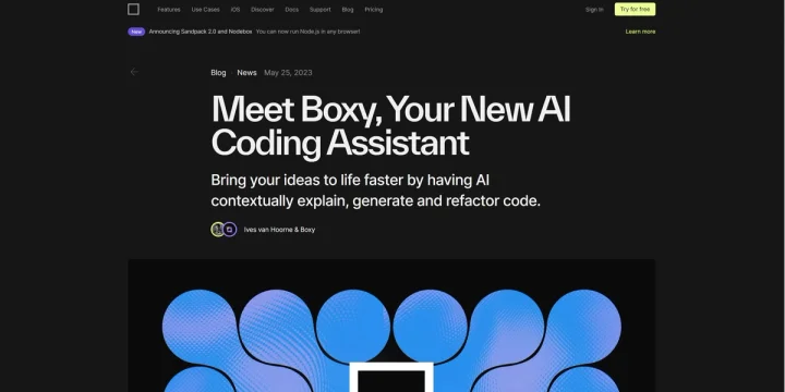 Screenshot of Boxy website