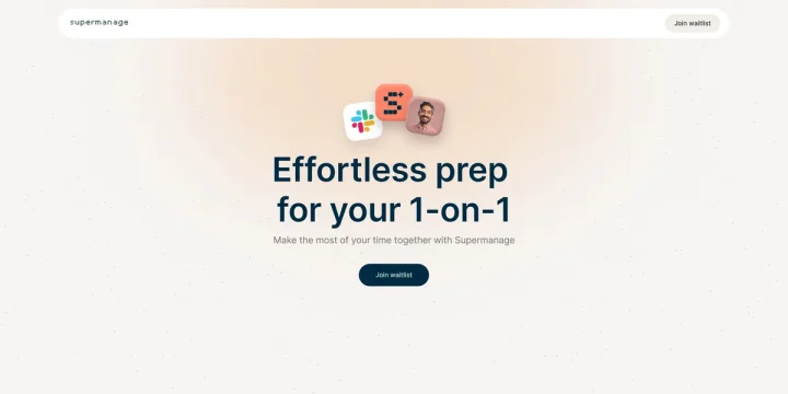 Screenshot of Supermanage AI website