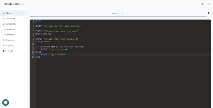 Screenshot of PseudoEditor website
