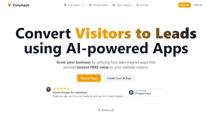 Screenshot of FoxyApps website