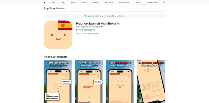 Screenshot of Practice Spanish with Sheila website